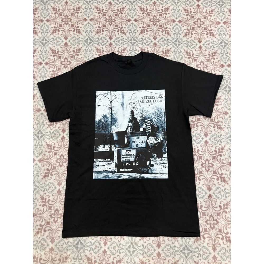 Steely Dan Pretzel Logic Graphic T-Shirt Mens Medium Black Gildan Heavy Cotton
